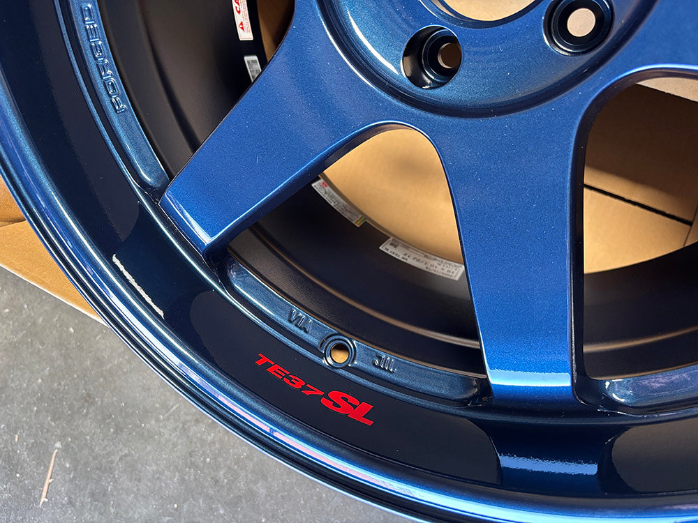 Rays Volk TE37SL Mag Blue Wheel 19" 19x9.5 +22 19x10.5 +12 5x114.3, Set 4