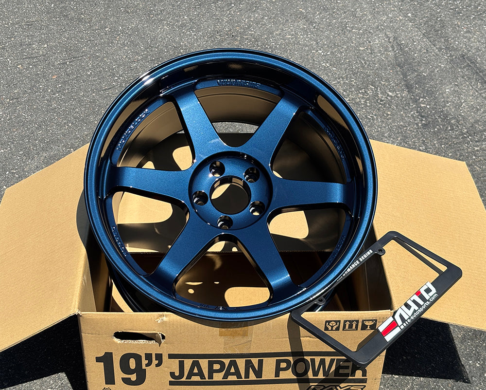 Rays Volk TE37SL Mag Blue Wheel 19" 19x9.5 +22 19x10.5 +12 5x114.3, Set 4
