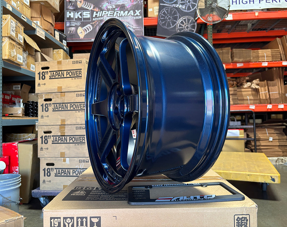 Rays Volk TE37SL Mag Blue Wheel 19" 19x9.5 +22 19x10.5 +12 5x114.3, Set 4