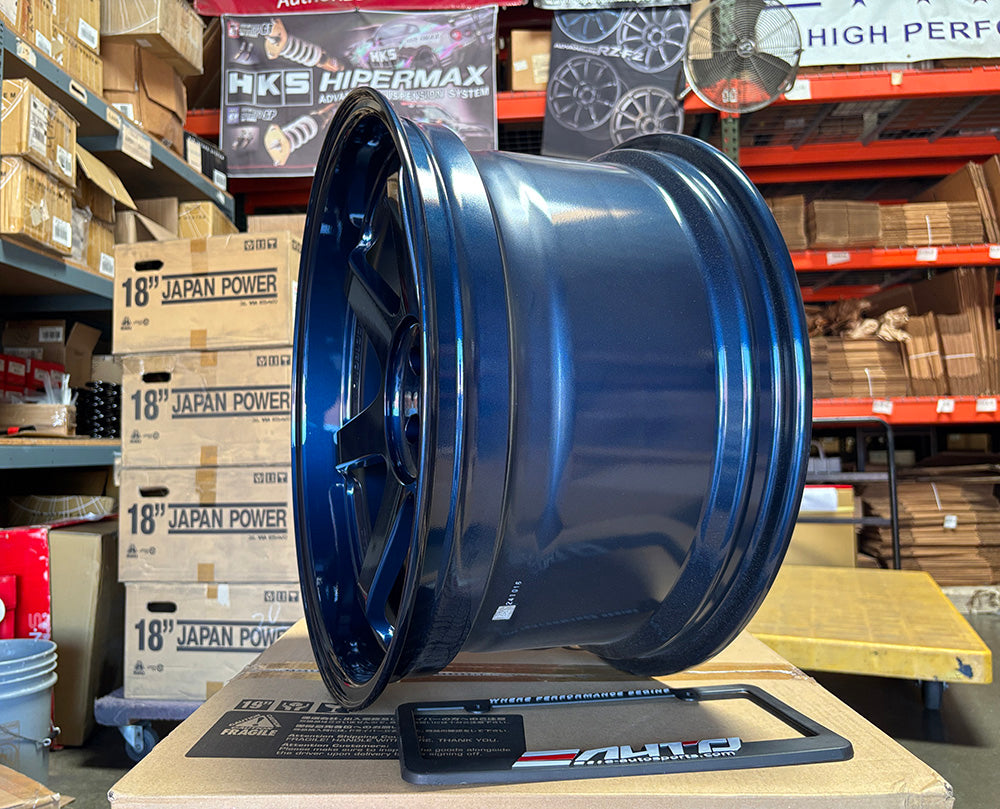 Rays Volk TE37SL Mag Blue Wheel 19" 19x9.5 +22 19x10.5 +12 5x114.3, Set 4