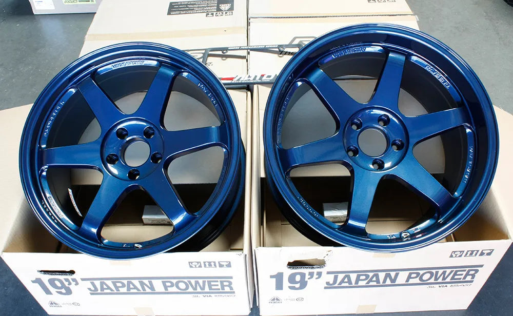 Rays Volk TE37SL Mag Blue Wheels 19x9.5 +22 19x10.5 22 5x114 , Set 4