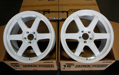 Rays TE37SL Dash White Wheel 18x9.5 +22 5x114 - S13 S14 240SX R32 R33 R34