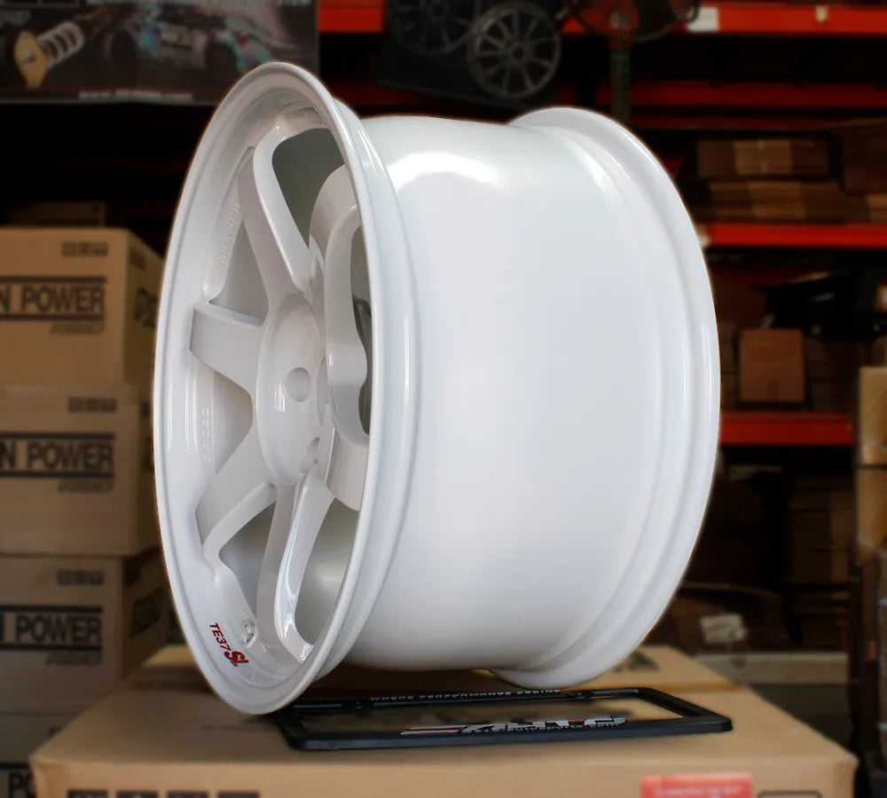 Rays TE37SL Dash White Wheel 18x9.5 +22 5x114 - S13 S14 240SX R32 R33 R34