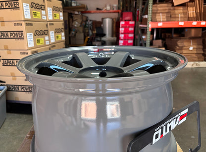 Rays TE37SL Glossy Arms Gray Wheel Rim 18" 18x10.5 +15 5x114, Set 4