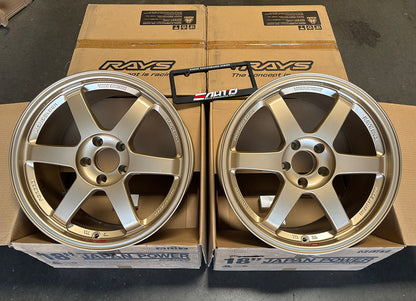 Rays Volk Racing TE37SL Gold Wheel 18" 18x9.5 +40 5x114.3, Set 4, 18lbs