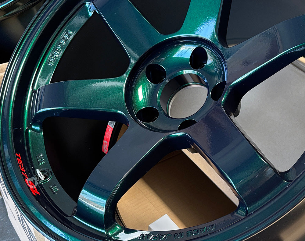 Rays Volk TE37SL Racing Green Wheel Rim 18" 18x11 +18 5x114.3, Set 4, 19lbs