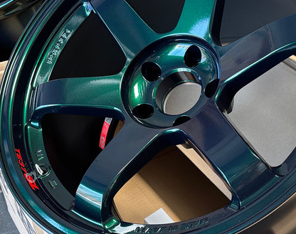 Rays Volk TE37SL Racing Green Wheel Rim 18" 18x11 +18 5x114.3, Set 4, 19lbs