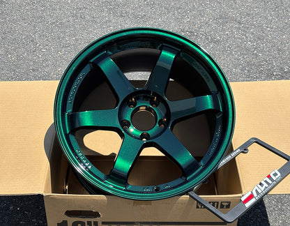 Rays Volk TE37SL Racing Green Wheel Rim 18" 18x11 +18 5x114.3, Set 4, 19lbs