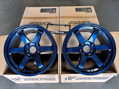 Rays Volk TE37SL *Mag Blue Wheel 18" 18x9.5 +22 5x120 *18lbs, Set 4