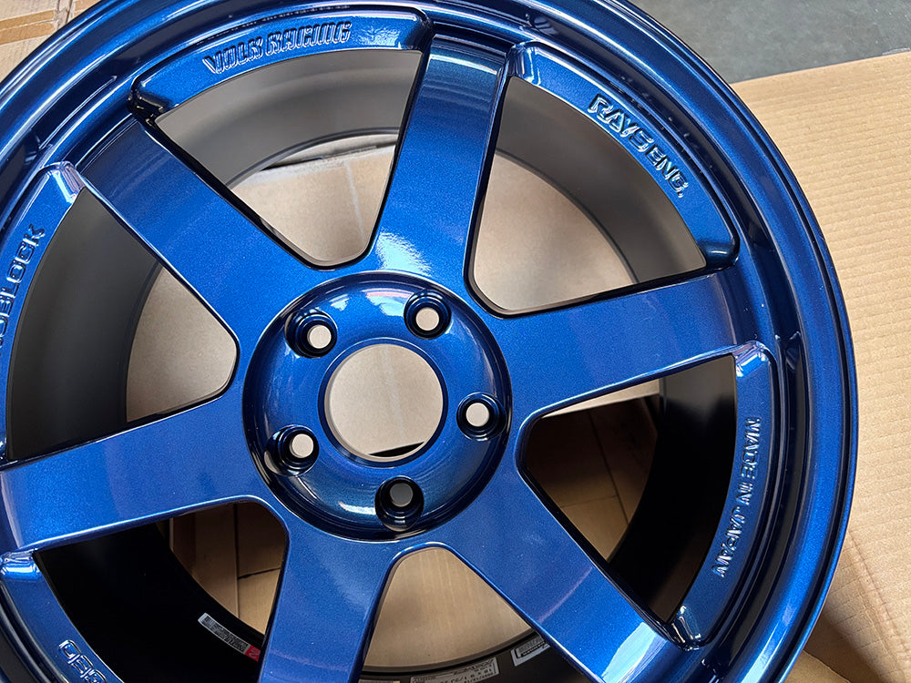 Rays Volk TE37SL *Mag Blue Wheel 18" 18x9.5 +22 5x120 *18lbs, Set 4