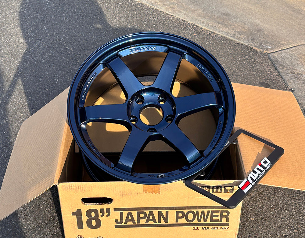 Rays Volk TE37SL *Mag Blue Wheel 18" 18x9.5 +22 5x120 *18lbs, Set 4