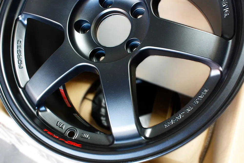 Rays Volk TE37SL Matte Black Wheels 17x9.5 +56 5x114 Honda S2000 S2K