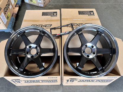 Rays TE37SL Pressed Double Black Wheel Rim 19" 19x9.5 19x10.5 +22 5x114, Set 4