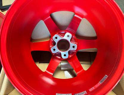 Rays Volk Racing TE37SL Red Wheel 18" 18x9.5 +35 5x114.3, Set 4, 18lbs