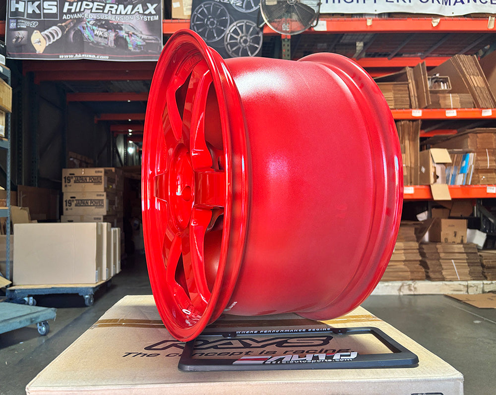 Rays Volk Racing TE37SL Red Wheel 18" 18x9.5 +35 5x114.3, Set 4, 18lbs