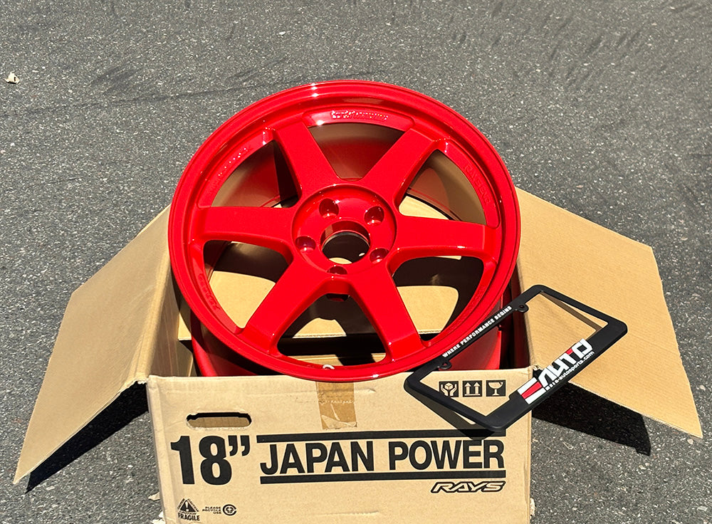 Rays Volk Racing TE37SL Red Wheel 18" 18x9.5 +35 5x114.3, Set 4, 18lbs