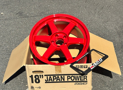 Rays Volk Racing TE37SL Red Wheel 18" 18x9.5 +35 5x114.3, Set 4, 18lbs
