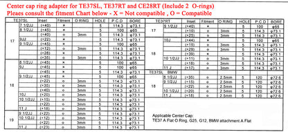 4x Rays Dark Gunmetal Center Cap Silver Ring Adapter TE37SL TE37RT CE28RT
