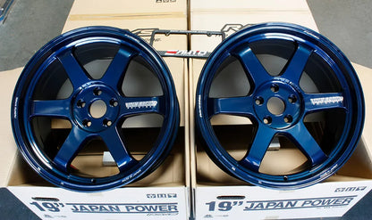 Rays TE37 Ultra M-Spec Mag Blue Wheels 19x9.5 +34 5x114 *62.4 Hub, Set 4