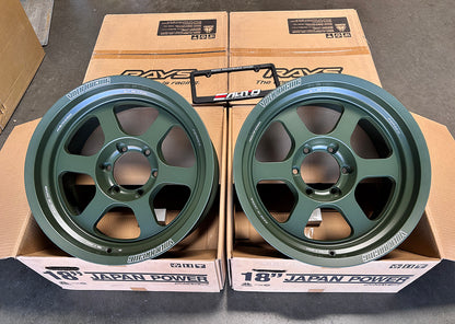 Rays TE37XT Matte Green Wheels 18x9 +0 6x139.7 Tundra Sequoia LC250 LC300