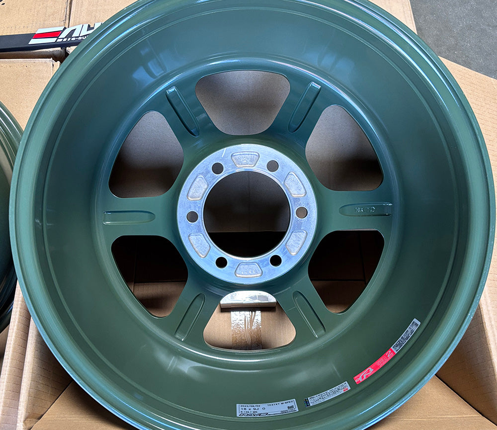 Rays TE37XT Matte Green Wheels 18x9 +0 6x139.7 Tundra Sequoia LC250 LC300