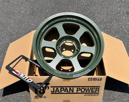 Rays TE37XT Matte Green Wheels 18x9 +0 6x139.7 Tundra Sequoia LC250 LC300