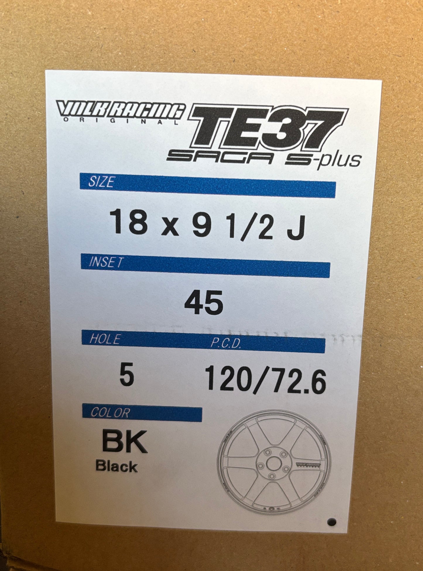 Rays TE37 Saga S-plus 18x9.5 +45 5x120 Black Wheel Rim for Integra Type S 24-27