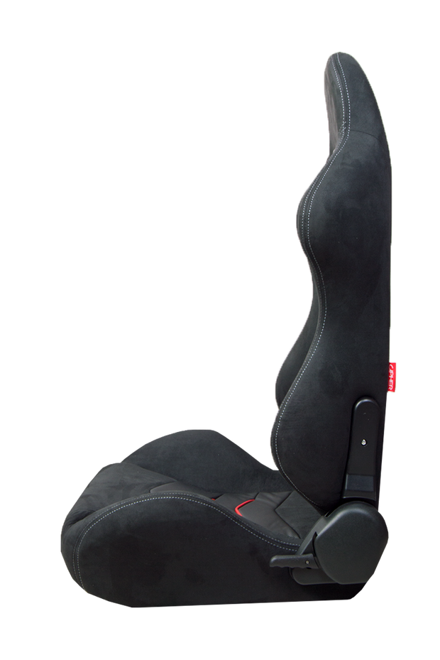 CPA1075 Black Suede With Red Piping Universal Racing Seats (Sold in Pairs)