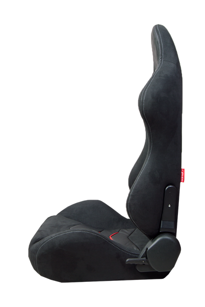 CPA1075 Black Suede With Red Piping Universal Racing Seats (Sold in Pairs)