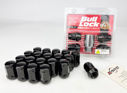24pc Bull Lock 4+20pc 12x1.5 Wheel Nut Taper Black for Tacoma 4Runner FJ Cruiser