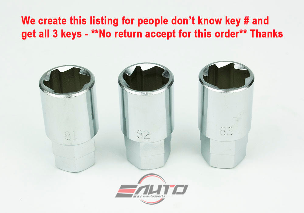 3pc #81 #82 #83 Key Adapter Wheel Lock Nut for Rays 19HEX 14x1.5 only