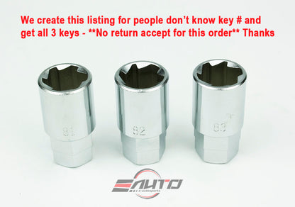 3pc #81 #82 #83 Key Adapter Wheel Lock Nut for Rays 19HEX 14x1.5 only
