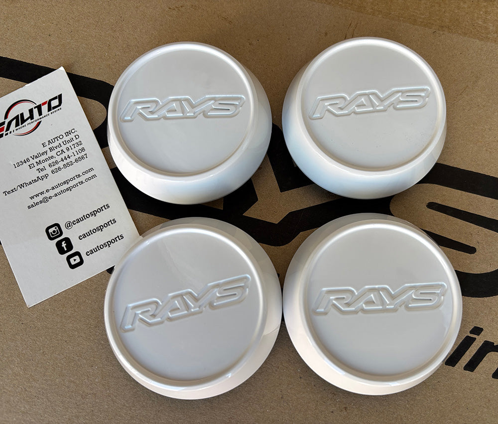 4x RAYS High Type White Center Cap ZE40 TE37 Ultra Saga Sonic RE30 CE28N