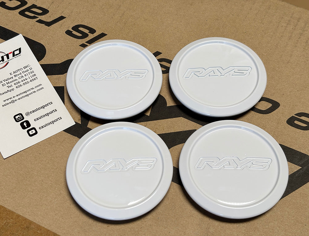 4x RAYS Volk Racing White Center Cap ZE40 TE37 Ultra Saga Sonic RE30 CE28N