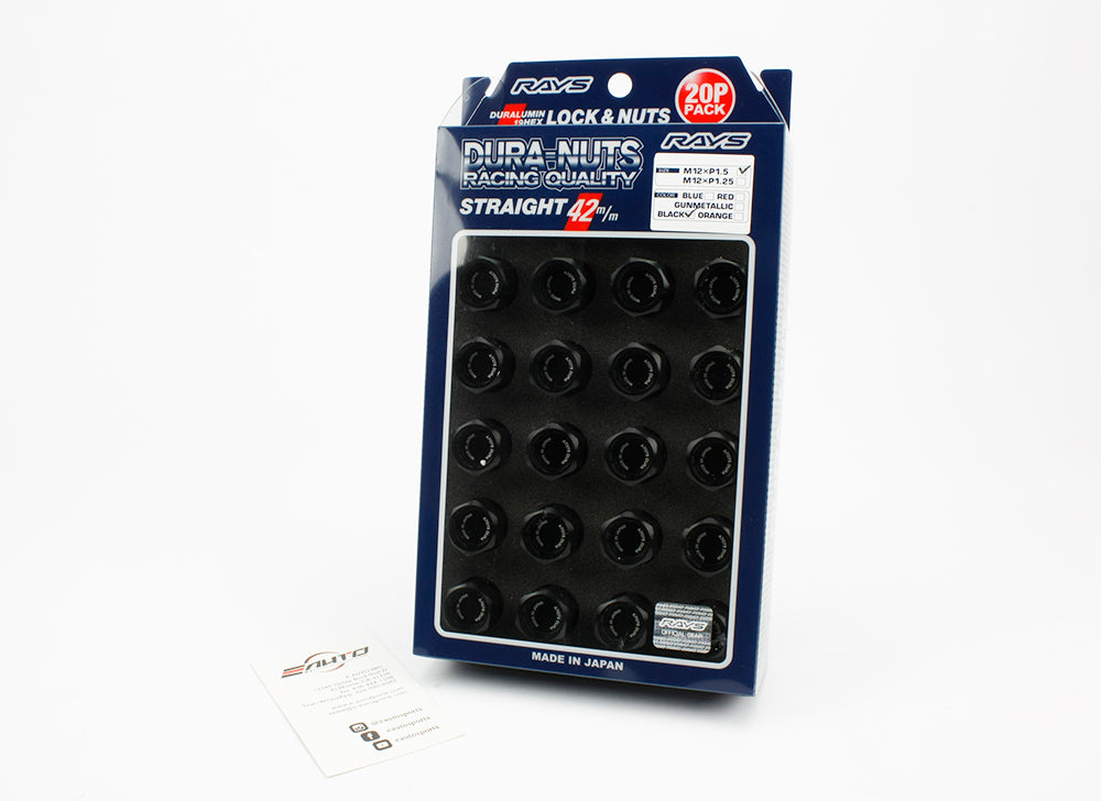 Rays Black Duralumin L42 Nut & Lock M12x1.5 Wheel Rim Tuner lug Taper Acorn