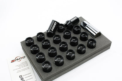 Rays Black Duralumin L42 Nut & Lock M12x1.5 Wheel Rim Tuner lug Taper Acorn