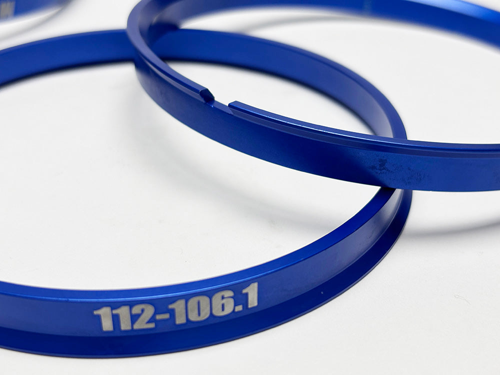 4pc Aluminum *Blue* Muteki Hub Centric Ring 112-106.1, OD=112mm to ID=106.1mm
