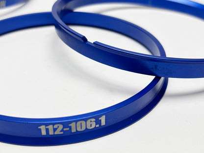 4pc Aluminum *Blue* Muteki Hub Centric Ring 112-106.1, OD=112mm to ID=106.1mm