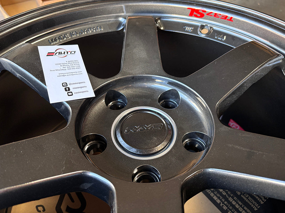 4x Rays Dark Gunmetal Center Cap Silver Ring Adapter TE37SL TE37RT CE28RT