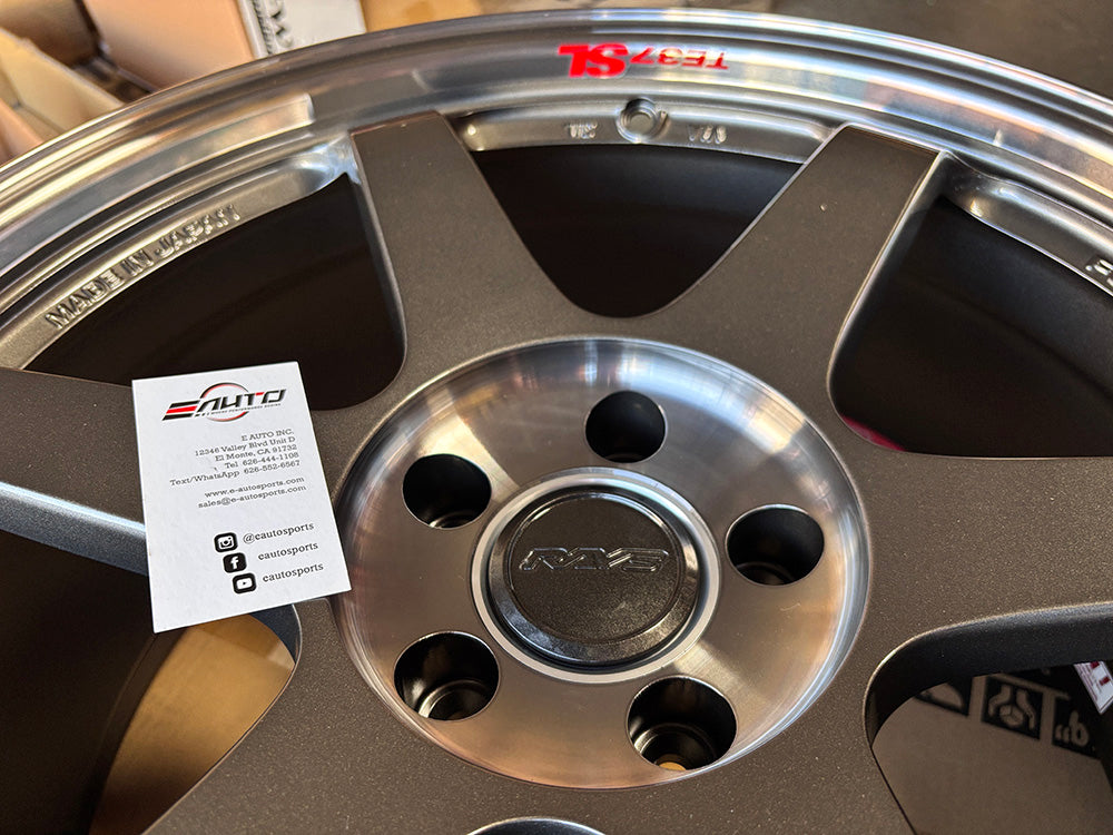 4x Rays Dark Gunmetal Center Cap Silver Ring Adapter TE37SL TE37RT CE28RT