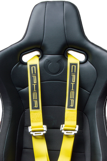 Cipher Racing Yellow 4 Point Camlock Racing Harness Set (Sold in Pairs)