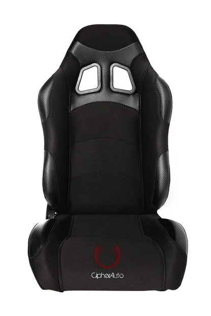 CPA1007 Wide Version/Black Premium Cloth w/ Carbon Fabric Patch Cipher Racing Seats (Sold in Pairs)