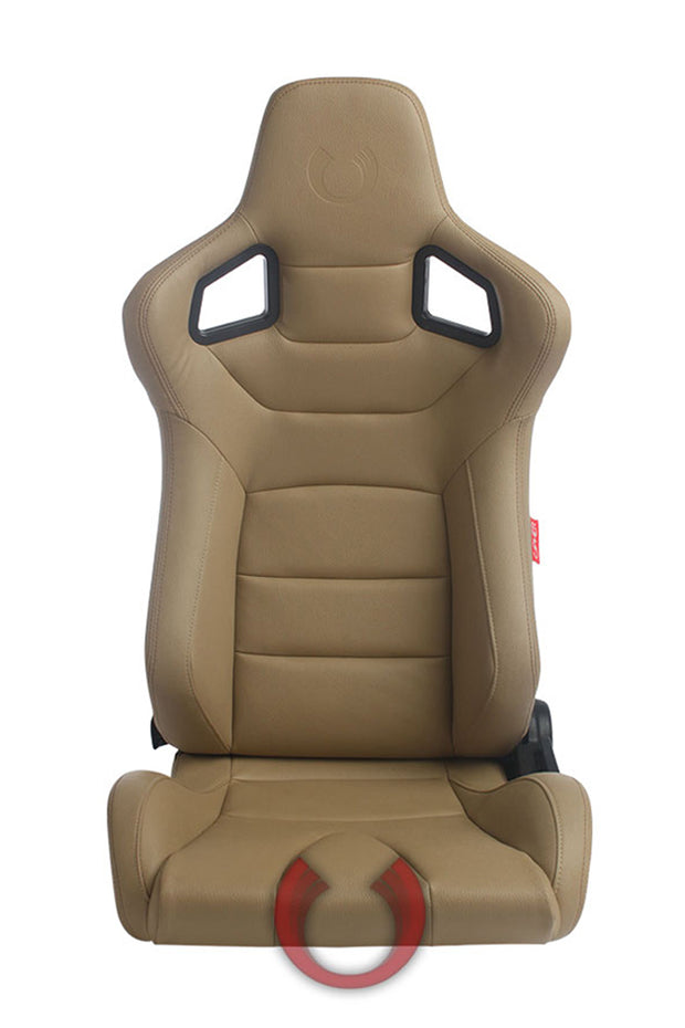 CPA2001 Euro Series All Beige PU Leather Brown Stitches with Carbon Fiber PU (Sold in Pairs)