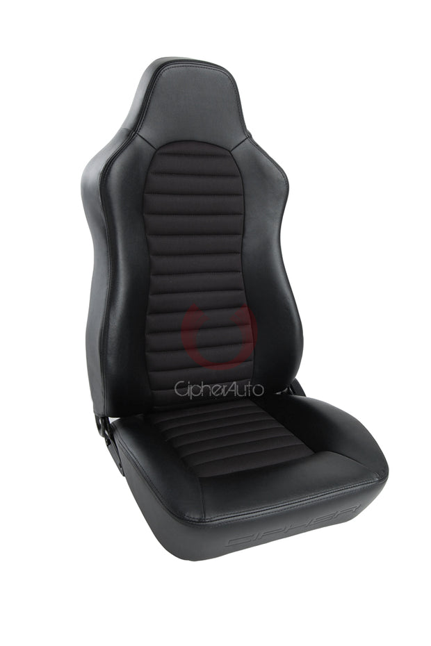 CPA3001 Black Leatherette w/ Fabric Insert Cipher Auto Universal Jeep Seats - Pair
