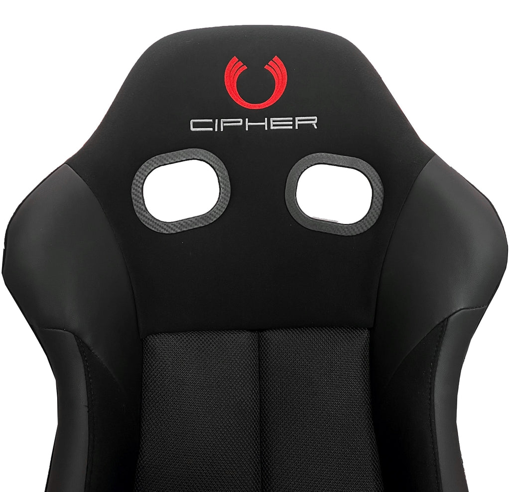 Cipher Auto FRP Fixed Back Bucket Seat All Black Fabric With Polo Mesh Inserts - Single