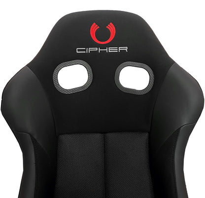Cipher Auto FRP Fixed Back Bucket Seat All Black Fabric With Polo Mesh Inserts - Single