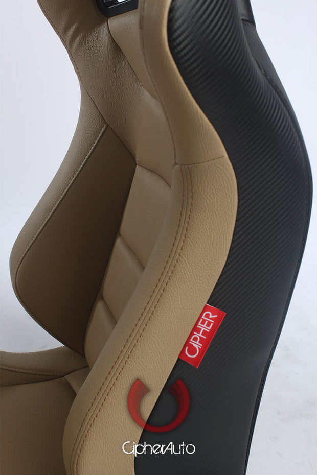 CPA2001 Euro Series All Beige PU Leather Brown Stitches with Carbon Fiber PU (Sold in Pairs)