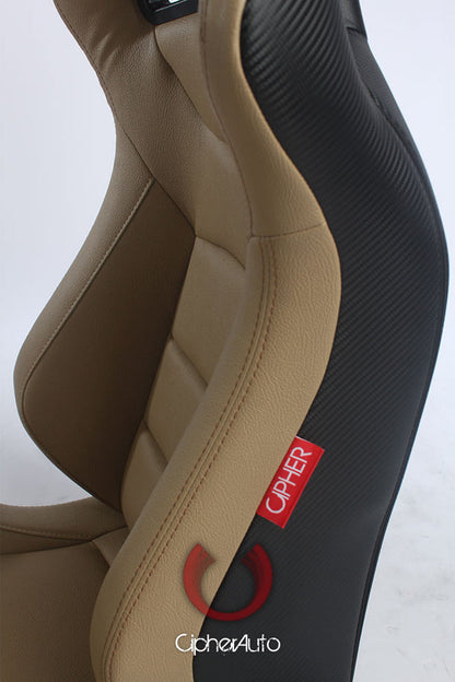 CPA2001 Euro Series All Beige PU Leather Brown Stitches with Carbon Fiber PU (Sold in Pairs)