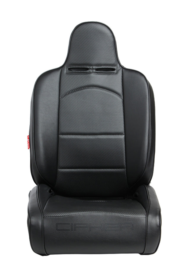 CPA3002 Black Leatherette / Carbon Fiber PU W/Black Piping Universal Reclineable Suspension / Jeep Seats