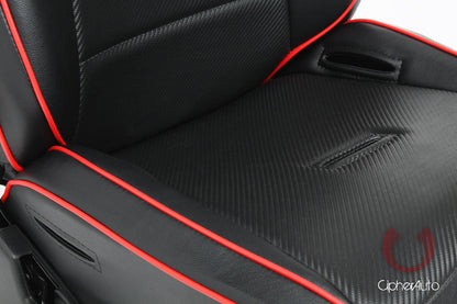 CPA3002 Black Leatherette / Carbon Fiber PU W/Red Piping Universal Reclineable Suspension / Jeep Seats